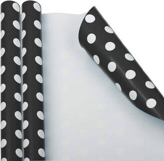 JAM Paper & Envelope 2ct Dotted Gift Wrap Rolls Black/White