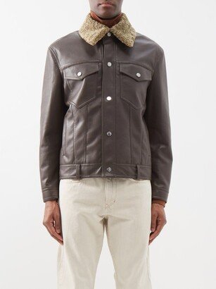 Boyce Detachable-collar Leather-blend Jacket