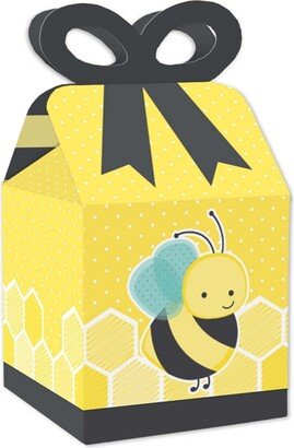 Big Dot of Happiness Honey Bee - Square Favor Gift Boxes - Baby Shower or Birthday Party Bow Boxes - Set of 12
