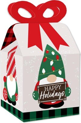 Big Dot of Happiness Red and Green Holiday Gnomes - Square Favor Gift Boxes - Christmas Party Bow Boxes - Set of 12