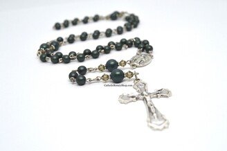 Men's Dark Green Rosary | Personalized For Men & Boy's Baptism First Communion Confirmation