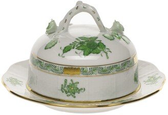 Chinese Bouquet Green Covered Butter Dish