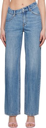 Blue Asymmetric Slouchy Jeans