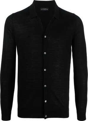 Fine-Knit Buttoned Cardigan-AB