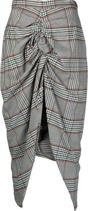 Panther tartan check-pattern midi skirt