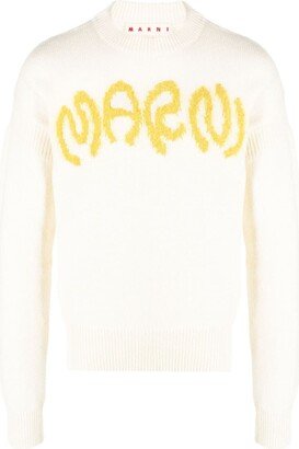 Intarsia-Knit Logo Virgin Wool Jumper-AA