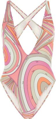 Iride-Print Crossover Swimsuit