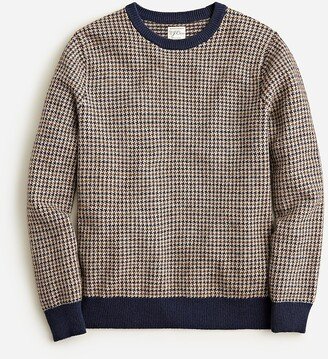 Merino wool-blend sweater in houndstooth jacquard