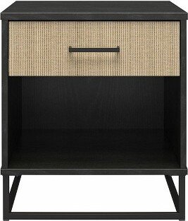 Kelly Nightstand Faux Rattan/Black Oak