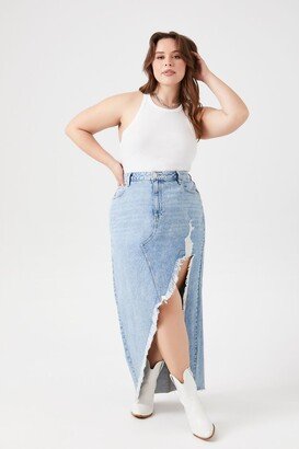 Women's Asymmetrical Denim Skirt in Medium Denim, 3X