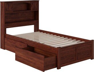 AFI Newport Twin Platform Bed with Footboard and 2 Drawers in Walnut