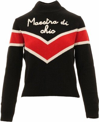 Maestra Di Chic Intarsia Knit Half-Turtleneck Jumper