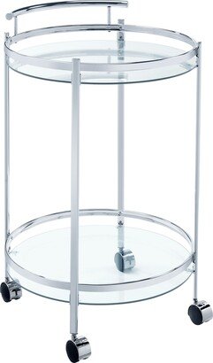 Chrissy 31 2-Tier Round Glass Serving Cart - Brass, Clear