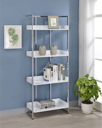 Ember Glossy White 4-shelf Open Back Bookcase