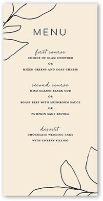 Wedding Menu Cards: Honest Leaf Wedding Menu, White, 4X8 Flat Menu, Matte, Signature Smooth Cardstock, Square