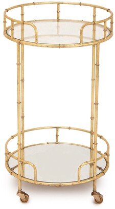 Gold Leaf 2-Shelf Round Rolling Bar Cart