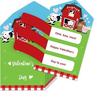 Big Dot of Happiness Farm Animals - Barnyard Cards for Kids - Happy Valentine's Day Pull Tabs - Set of 12