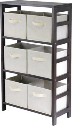 Capri 7-Pc Storage Shelf with 6 Foldable Fabric Baskets - 25.2 x 11.22 x 42 inches