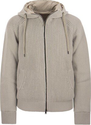 Wool knit bomber jacket reversible