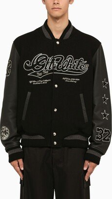 Black bomber jacket with patches