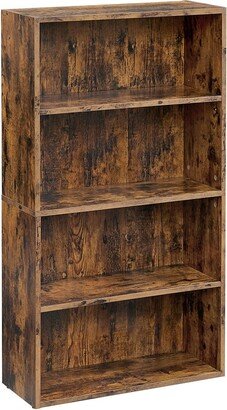 Bookshelf, Open Bookcase with Adjustable Storage Shelves, Floor Standing Unit, 23.6”, Rustic Brown - 23.6