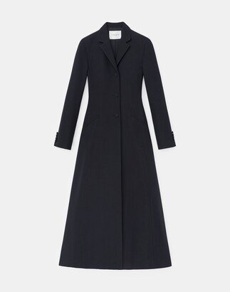 Wool Silk Crepe Three Button Academy Coat