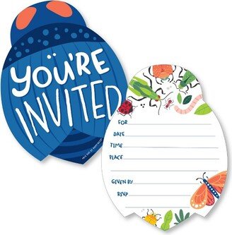 Big Dot of Happiness Buggin' Out - Shaped Fill-In Invitations - Bugs Birthday Party Invitation Cards with Envelopes - Set of 12