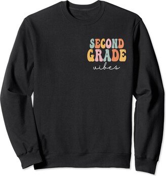 Bwili School Gifts Idea. Second Grade Vibes Groovy Women First Day Of School Sweatshirt