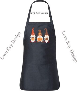 Gnomes Welcome Fall Apron, Cute Autumn Rainbow Gnome Aprons, Matching Outfit Apron, Thanksgiving Holiday Gift Apron