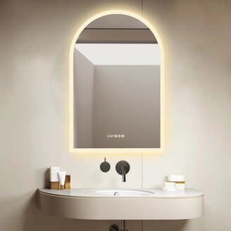 FATIVO Smart LED Arched Bathroom Vanity Makeup Mirror with with Time Temperature
