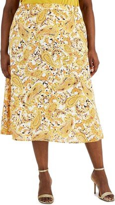 Plus Womens Paisley Long Maxi Skirt