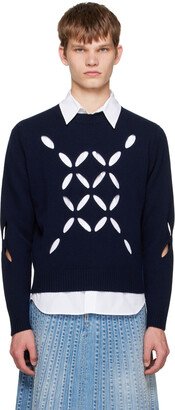 Navy Slashed Sweater