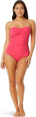 Twist Front Bandeaukini (Hot Pink) Women's Swimwear