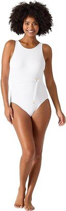 Cable Beach High Neck One-Piece (White) Women's Swimsuits One Piece