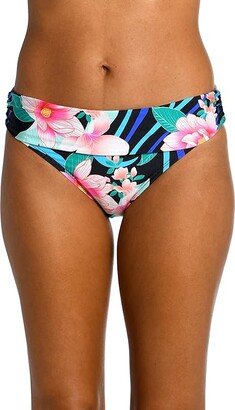 Nightfall Blooms Shirred Band Hipster (Black) Women's Swimwear