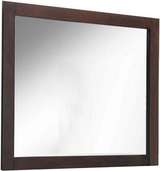 Rectangular Wooden Frame Mirror with Mounting Hardware, Walnut Brown-AA