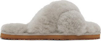 Gray Criss-Cross Shearling Slippers-AA