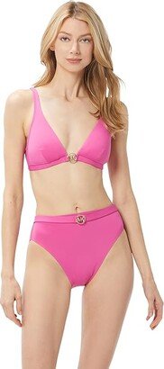 Essentials Solid Triangle Bikini Top (Cerise) Women's Swimwear