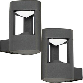 Loops 2 PACK IP44 Outdoor LED Lamp Textured Grey Triangle Wall Light Porch D