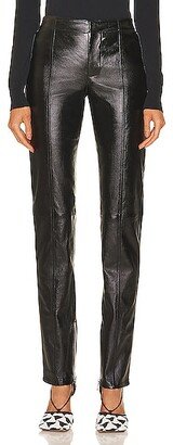 Stretch Shiny Leather Pants in Black