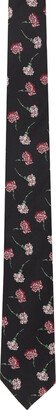 Black POUR HOMME Flower Pattern Tie