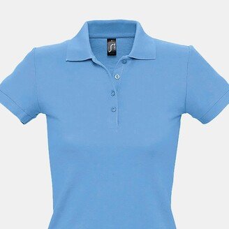 SOLS SOLS Womens/Ladies People Pique Short Sleeve Cotton Polo Shirt (Sky Blue)