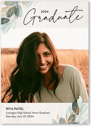 Graduation Announcements: Leafy Corners Graduation Announcement, Gray, 5X7, Standard Smooth Cardstock, Square