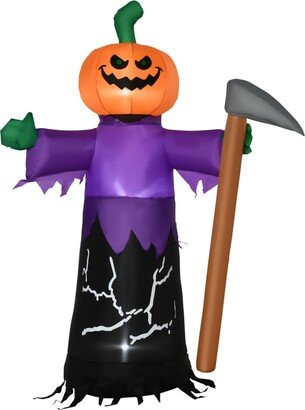 5ft Inflatable Halloween Pumpkin Man Reaper, Blow-Up Outdoor Led Yard Display for Garden, Lawn, Party, Holiday