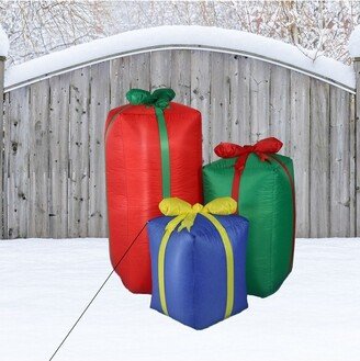 Sunnydaze Decor Sunnydaze Indoor/Outdoor Holiday Present Trio Christmas Inflatable Yard Decoration - 49.5