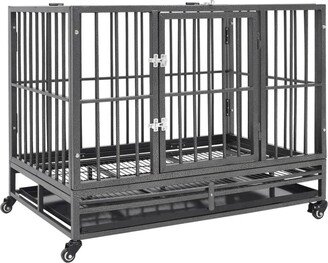 Dog Cage with Wheels Steel 40.2