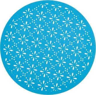 Saro Lifestyle Cutwork Felt Placemat (Set of 4), Aqua, 15 Round