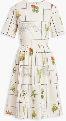 Printed cotton-blend poplin dress