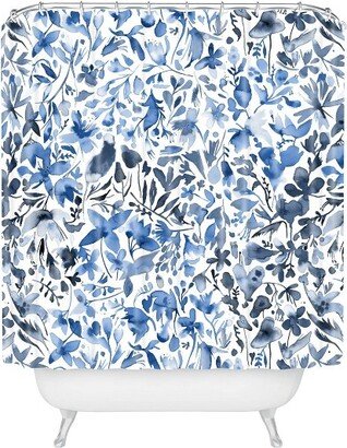 Ninola Design Flowers and Plants Ivy Shower Curtain Blue