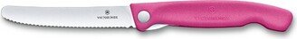 Swiss Classic 4.3 Inch Foldable Paring Knife Wavy Edge Pink